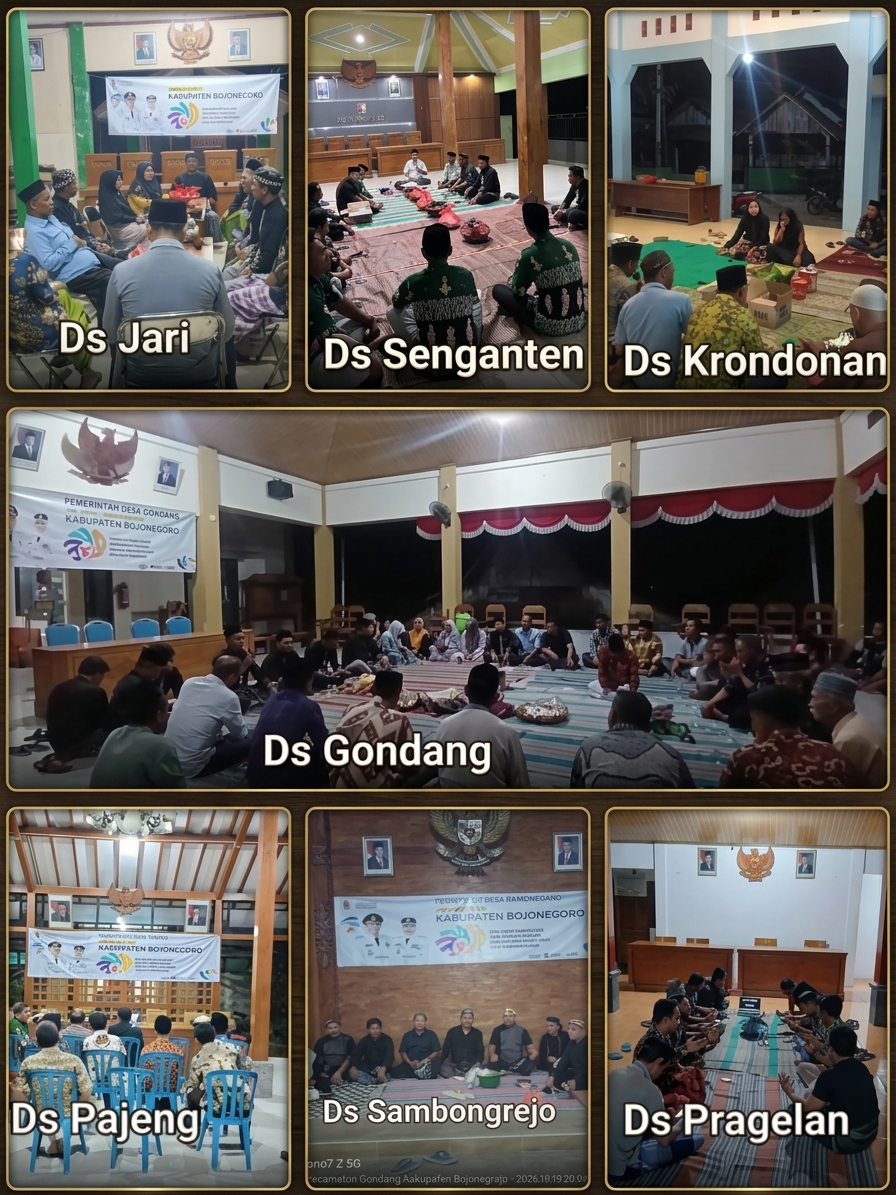 Doa Bersama dan Tumpengan Hari Jadi Bojonegoro, Desa se-Kecamatan Gondang Ikuti Secara Daring